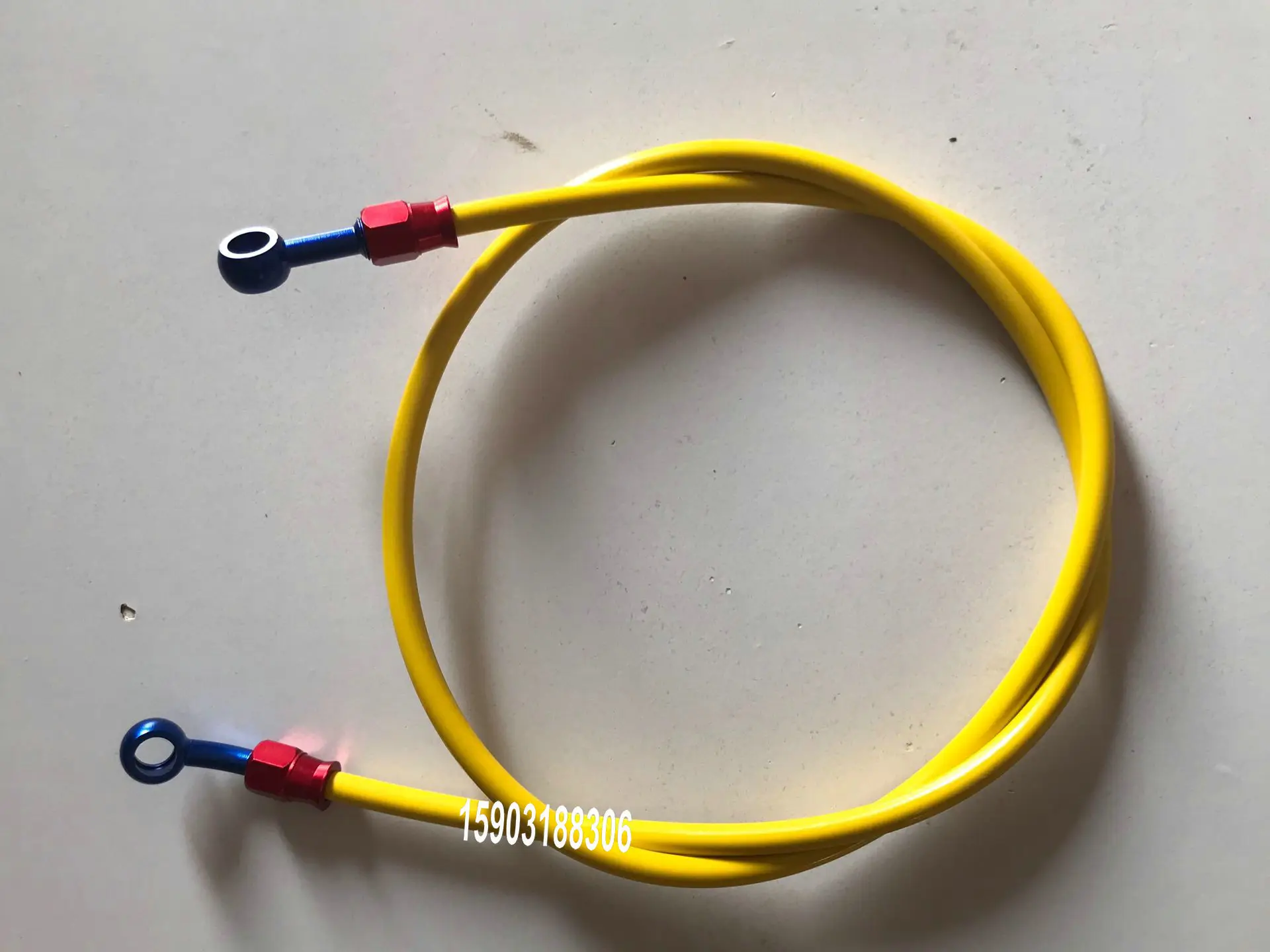 AN3 Motorcycle Braided Oil Brake Hose with Straight 28Degree Red Blue Aluminium Banjo Brake Crimp Fittings