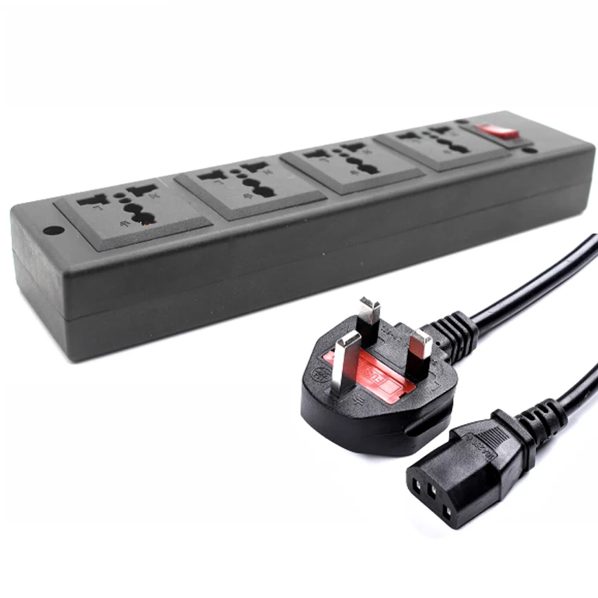 Wielka brytania wielofunkcyjny 250v 13a 1.8m 4 jack uniwersalna moc taśmy PDU wylot IEC320 przejściówka adapter przewód zasilający UK gniazdo z