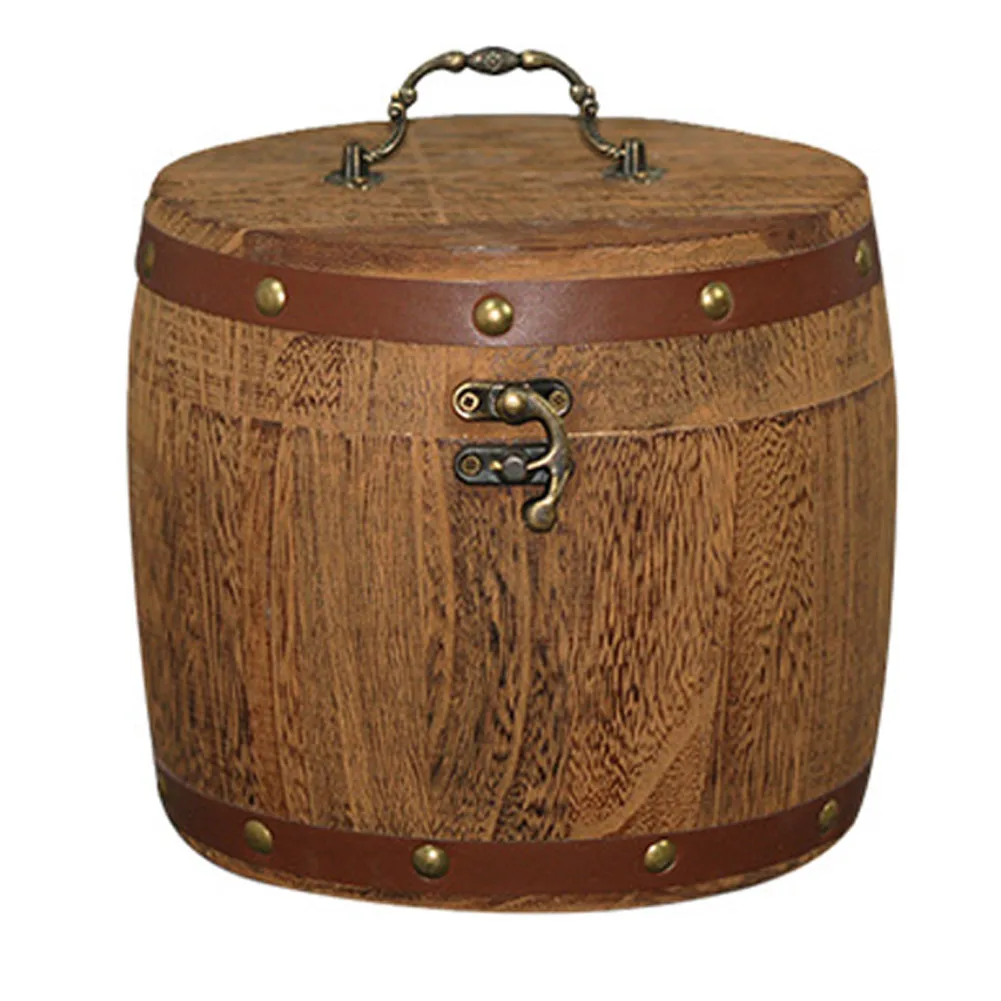 

Home Kitchen High Quality Wooden Tea Wood Barrel Canister Storage Box For Tea Leaf Flour Coffee Bean