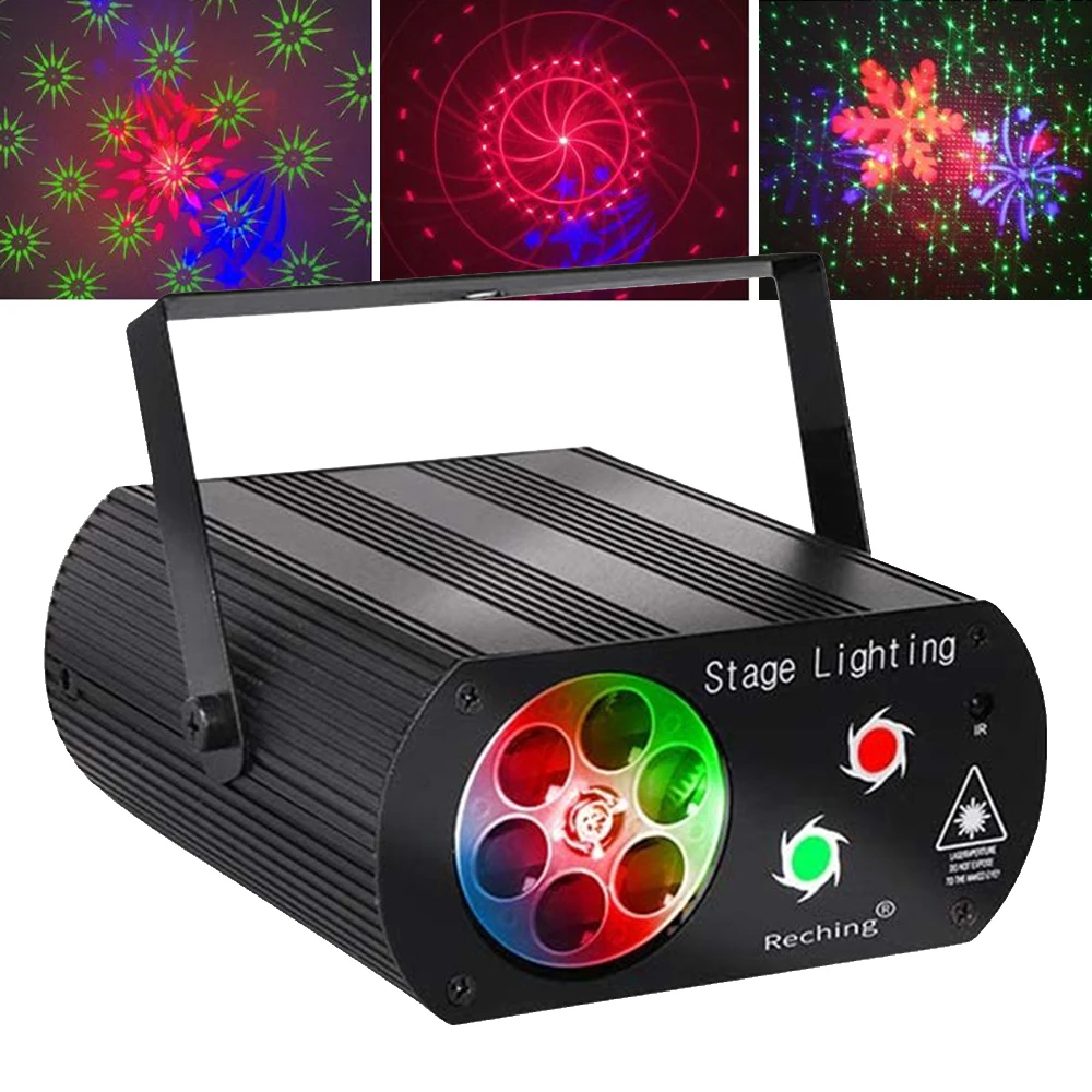 New Sound /Remote Control Christmas Lights Laser Pattern 2IN1 Laser Projector LED Snow Pattern Light Laser Disco Dj Stage Light