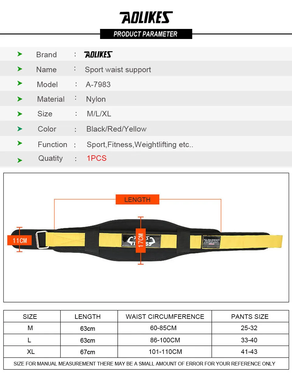 AOLIKES Fitness-Gewichthebergürtel für Männer und Frauen, Gymnastikgürtel für Gewichtheben, Powerlifting, Krafttraining, Kniebeugen – Detail 4
