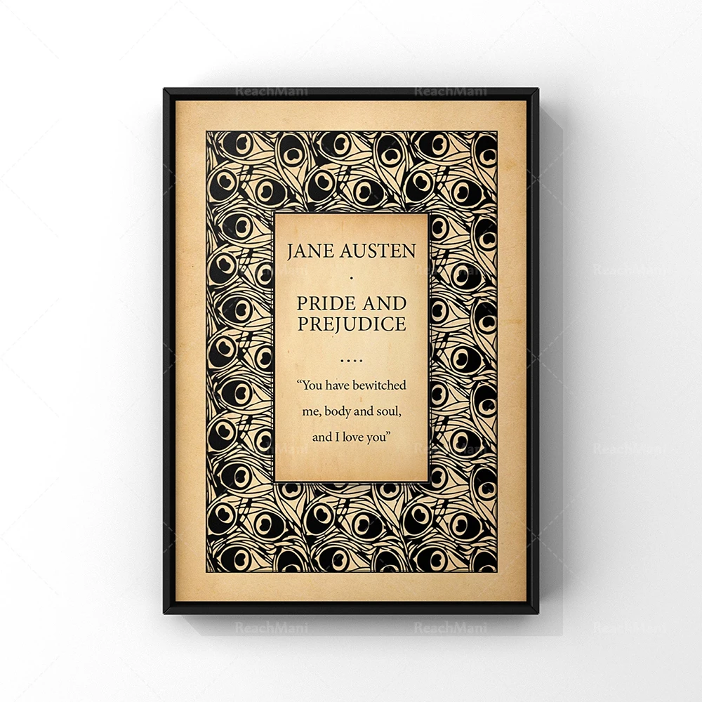 Pride and Prejudice book cover printing, Jane Austen novel title page printing poster, vintage book gift, home decoration