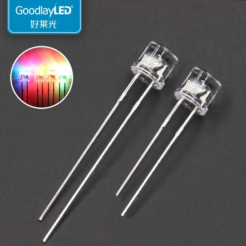 1000PCS 5mm Flat Top Transparent RGB Fast/Slow Flash Built-inIC High Brightness Lamp Bead Direct Plug F5 DIP LED Long/Short Feet