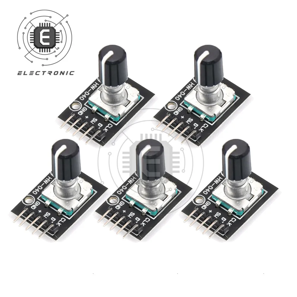 

5pcs 360 Degrees KY-040 Rotary Encoder Module Brick Sensor Switch Development with 15x17 mm Potentiometer Rotary Knob Cap