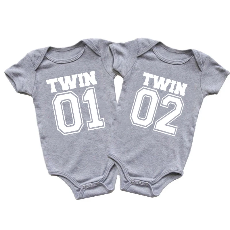 Twin Clothes Twins Matching Baby Bodysuit Cotton Boys Girls Onesies Newborn Baby Body Romper Summer Twins Outfits Gift for Twins