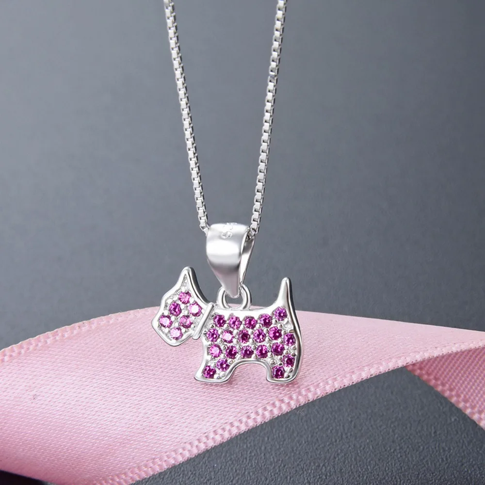 Fashion Temperament Clavicle Chain 45cm  S925 Silver Diamond Zircon Creative Personality Lovely Dog Necklace Pendant