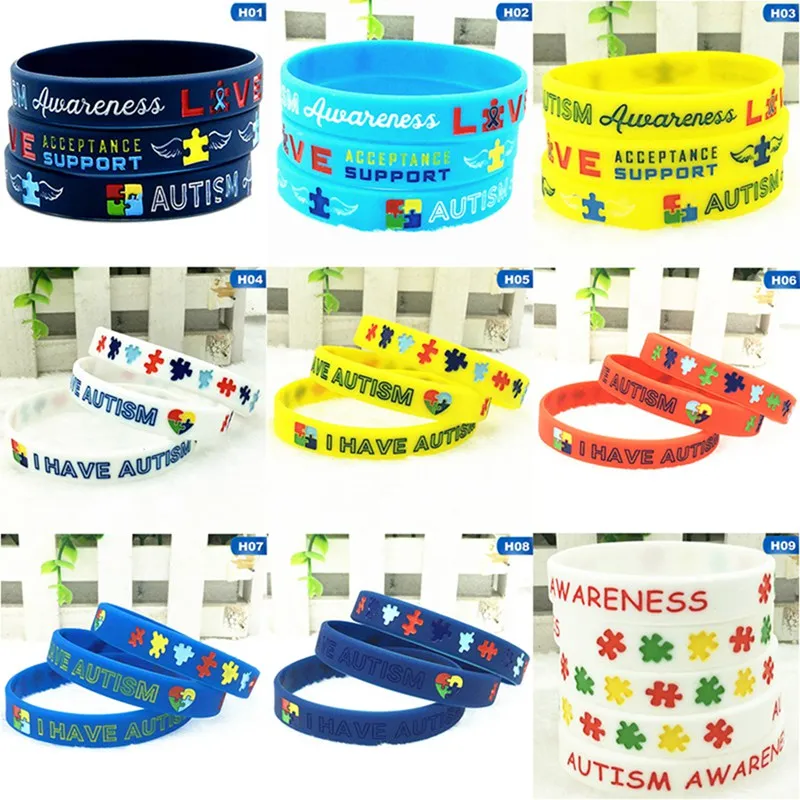 1 Pc Alert Autism Awareness Rainbow Silicone Rubber Bracelet Wristband Shipping