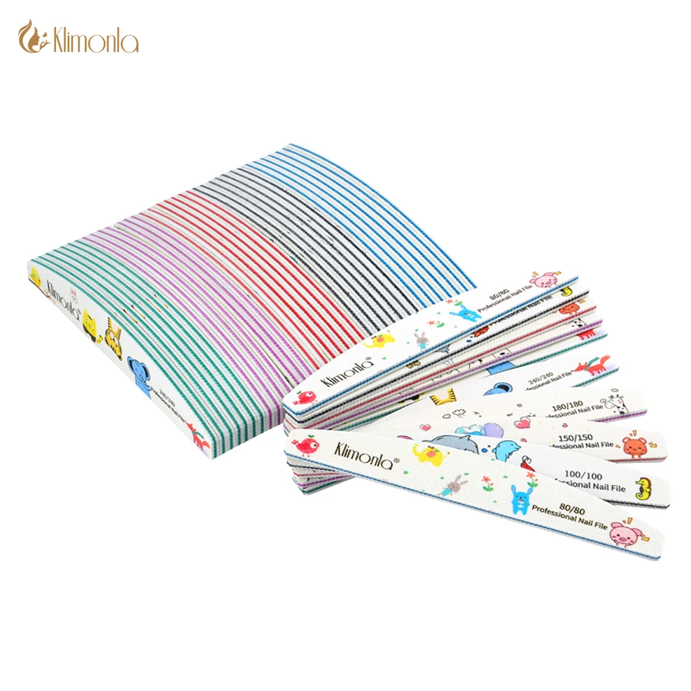 

25/50 Pcs/Lot Printed Sandpaper Cartoon Nail File Buffer 80/100/150/180/240 Professional unhas Files Washable Strong Thick Nails