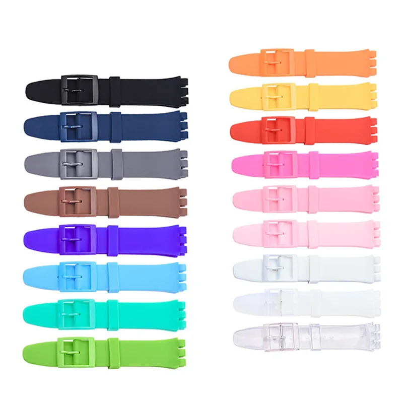 Watch Accessories For Swatch Silicone Strap Plastic Buckle Bracelet 12mm 16mm 17mm 19mm 20mm Sports Rubber Watch Band