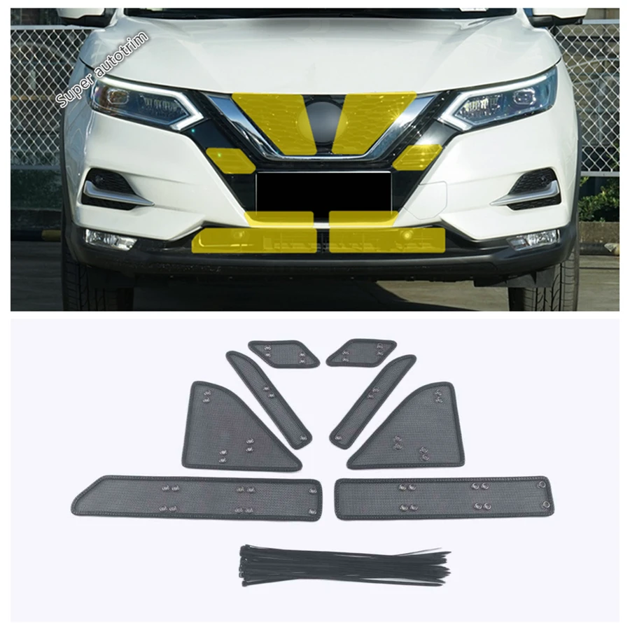 Insect Screening Mesh Front Grille Insert Net Decoration Covers Fit For Nissan Qashqai J11 2018 2019 2020 Exterior Refit Parts