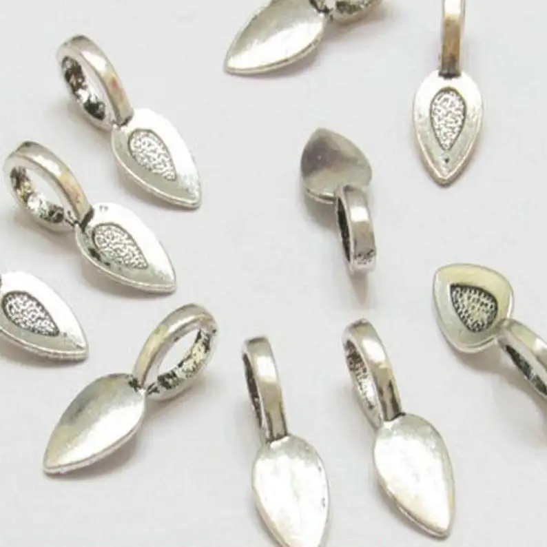 180pcs-Tibeten Style Medium Bails, Glue On Flat Pad Bail, Tear Drop Style Bails, Pendant Bale, Bottlecap Supply