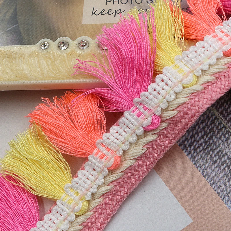 Tassel Lace Trim Polyester Tassel Fringe Trim Color Tassel Lace Ribbon Sewing Garment Accessory Clothing Curtain Home DIY Decor