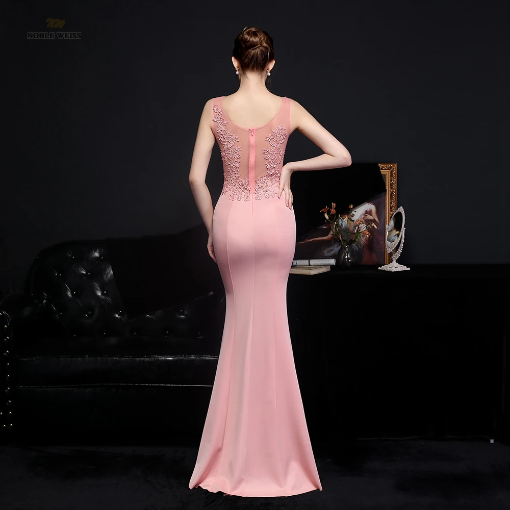 Evening Dresses Long O-Neck Mermaid Dresses Woman Party Night Beading Appliques Floor-Length Evening Dress