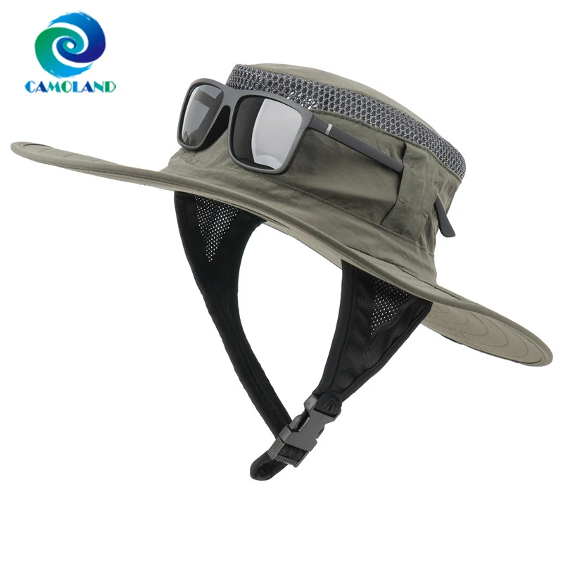 Summer Waterproof Russian Ushanka with Goggles Cap Women Washed UV Protection Sun Hats Men Foldable Hiking Fishing Bucket Hat