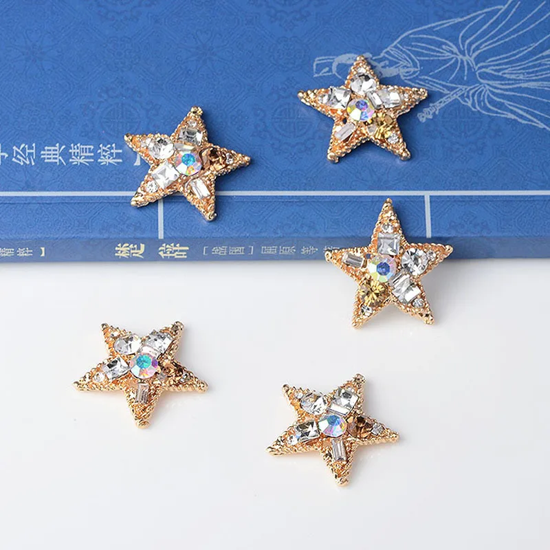 

JKJ 20pcs 25mm Zinc Alloy Charms Pendant Gold color Crystal Charm Star Charms For DIY wedding Jewelry Making Finding Accessories