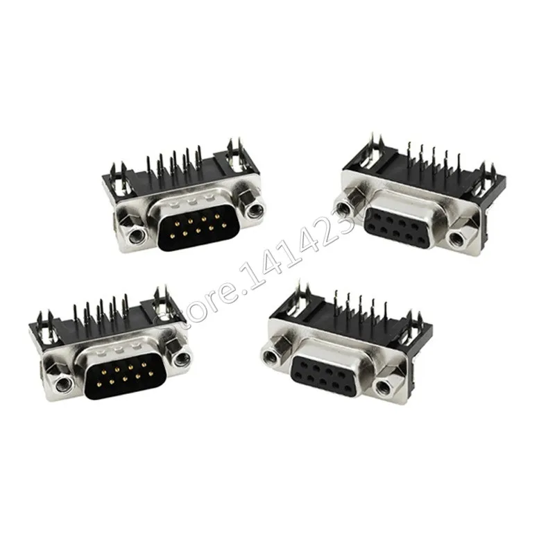 5Pcs Black DR9 90-degree Curved Needle Male Female Connector Serial Port RS232 Connector 9Pin