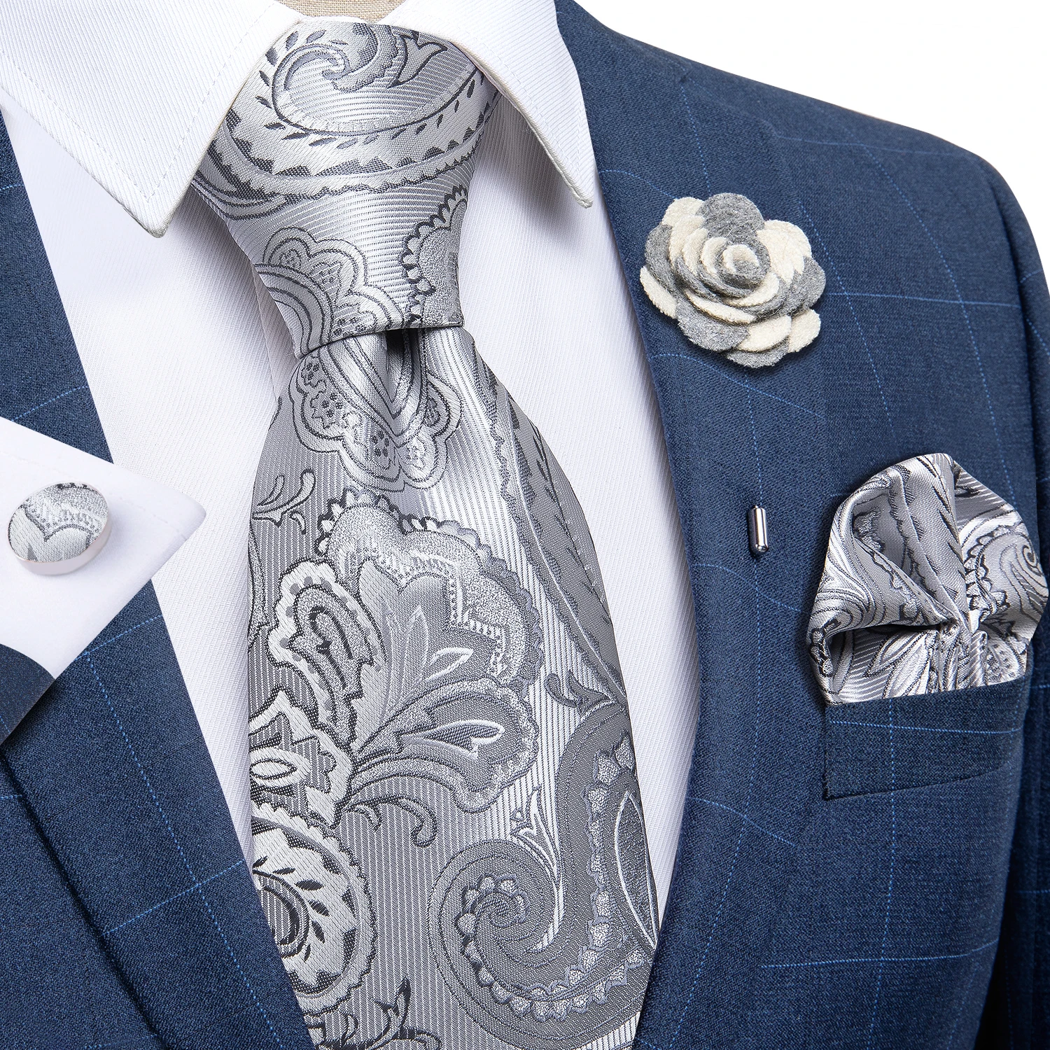 Neue Mode Grün Krawatten Für Männer Red Paisley 8cm Silk Krawatte Brosche Taschentuch Set Männer Hochzeit Party Business Krawatten diBanGu
