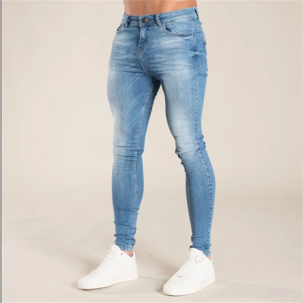 EH·MD® Skinny Solid Color Skinny Jeans Men's Silk Zipper Pure Cotton High Stretch Pencil Pants Breathable Thin Comfortable Pants