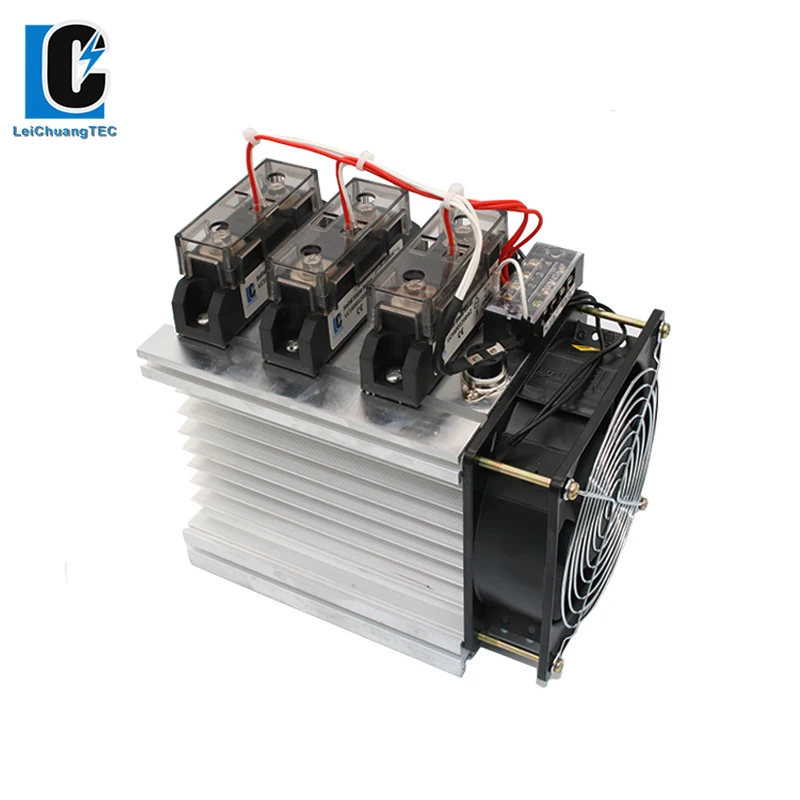 DC to AC Three Phase Solid State Relay Set With Heat Sink And Fan 60A 80A 100A 120A 150A 200A 300A 400A SSR Relay