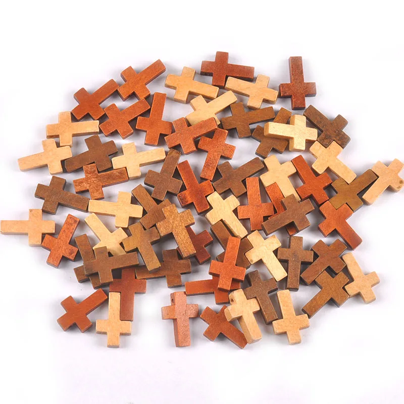 50 قطعة الخرز الصليب ديكورات خشبية الحلي قلادة معلقة مجوهرات الاطفال الهدايا الخشب لم تنته Craft بها بنفسك لوازم الحرفية M2575 #5