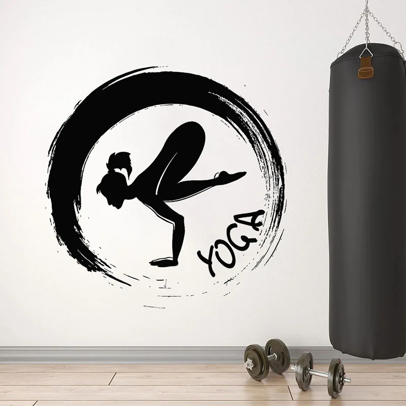 Yoga Pose Wall Decal Sport Fitness Door Window Vinyl Stickers Meditation Room Yoga Studio Interior Decor Girl Art Wallpaper E563