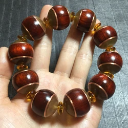 Natural Red Sandalwood Mosaic Sheep Claw Bracelet DIY Wenwan Hand String Lucky for Women Men Rosary Tibetan Bracelet Jewelry