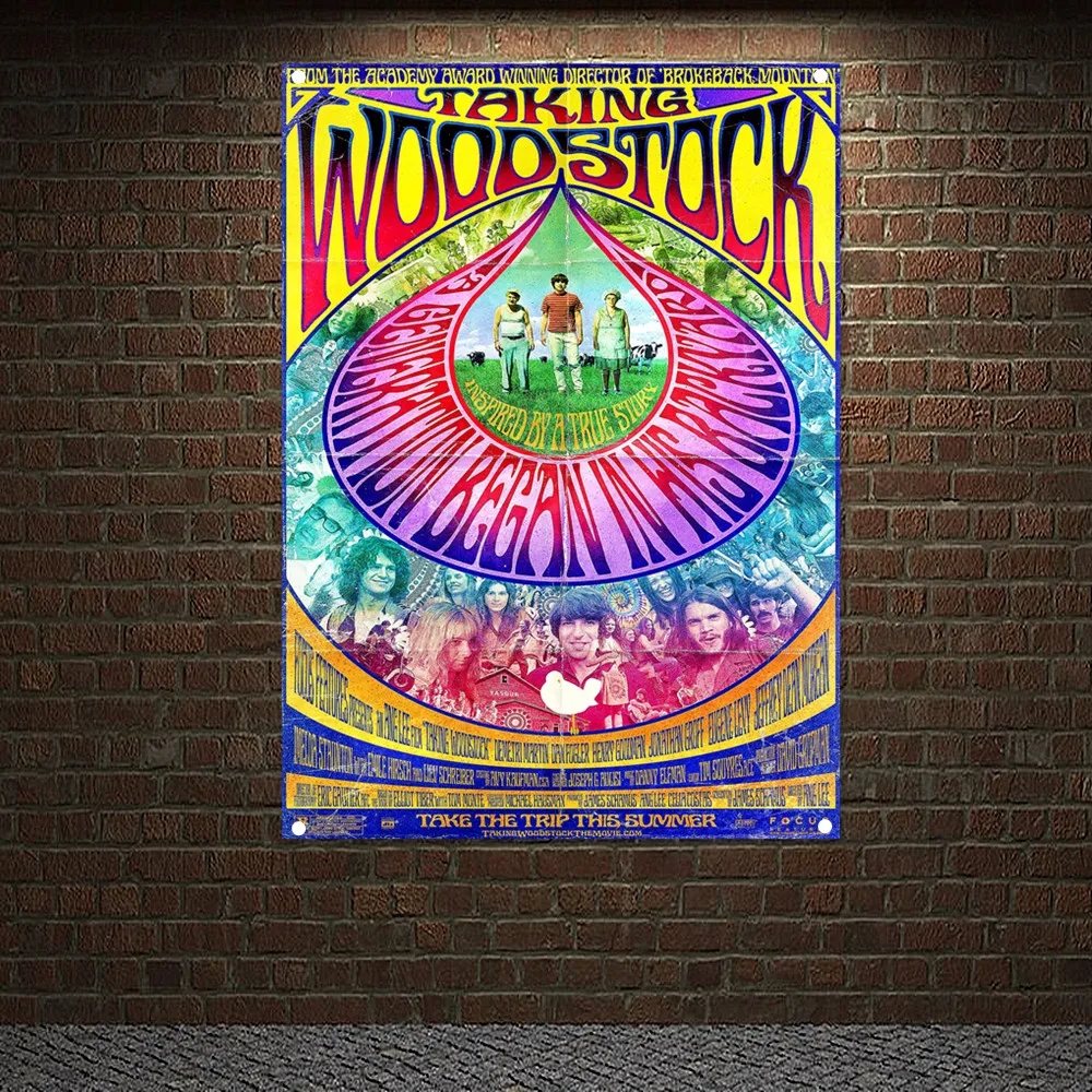 1969s Woodstock Rock Festival Banners Flags Wall Hanging Canvas Painting Artwork Metal Art Rock Music Poster Home Decoration C3