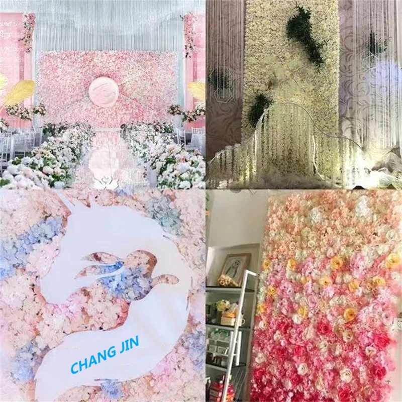 60x40cm Artificial Flowers DIY Wedding Decoration Flower Wall Panels Silk Rose Flower  Romantic Wedding Backdrop Decor