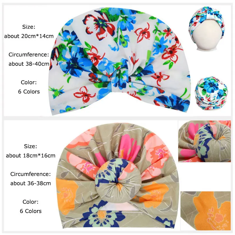 New Baby Hats Turban Toddler Kid India Printing Flower Knotted Cute Ball Lovely Head Hat Boy Girl Detachable Casual Cap Headwear