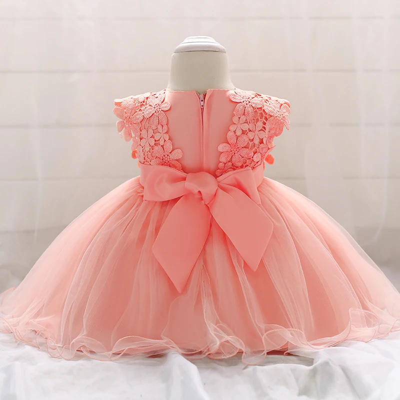 Baby Girl Sweet Lace Flower Tulle Christening Princess Toddler Birthday Party Ball Gown Dress Newborn Children Baptism 1 Years