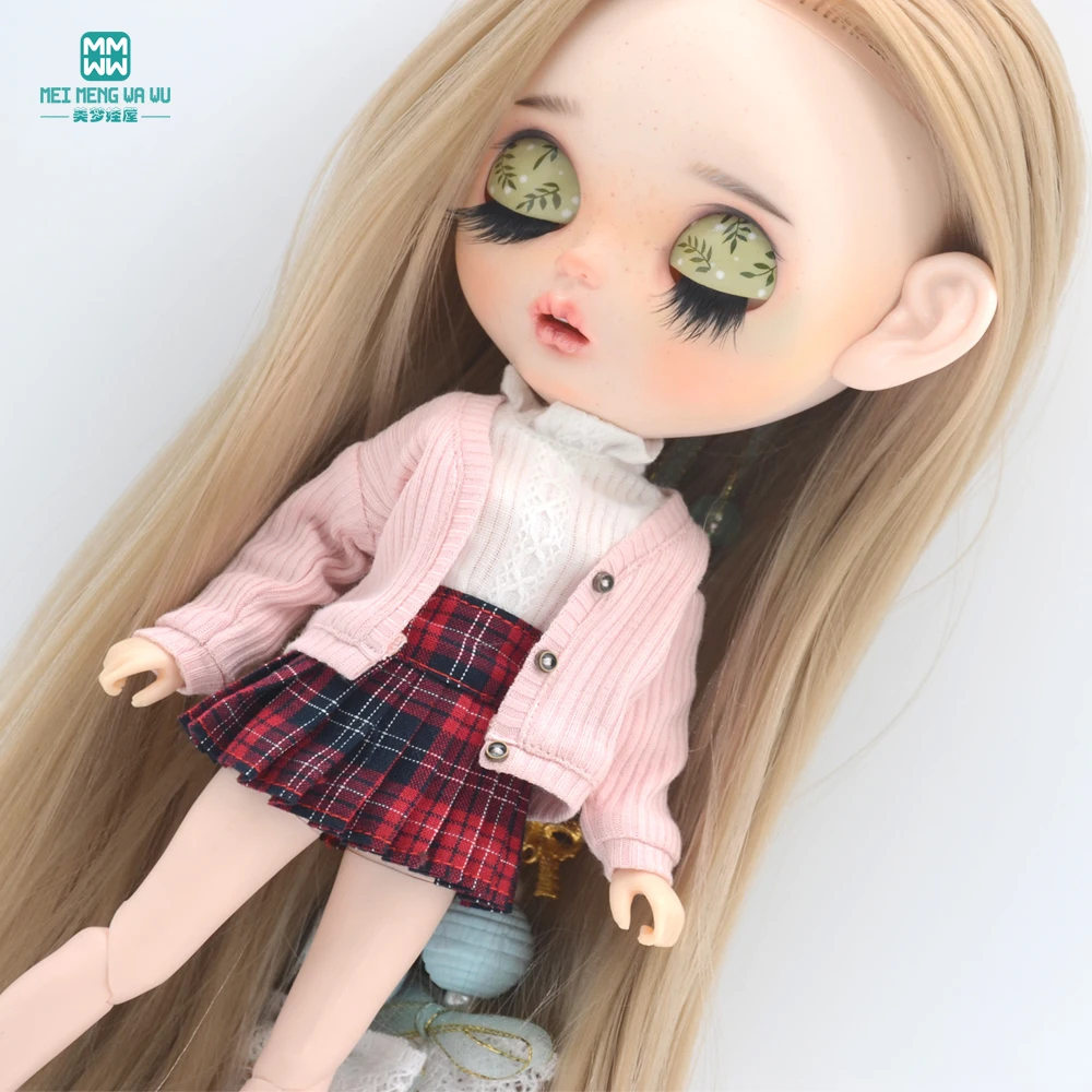 Kleidung für Puppen, passend für Blyth Azone OB22 OB24, Puppenzubehör, modische Jacke, Strickjacke, Minirock, Hemd – Detail 17