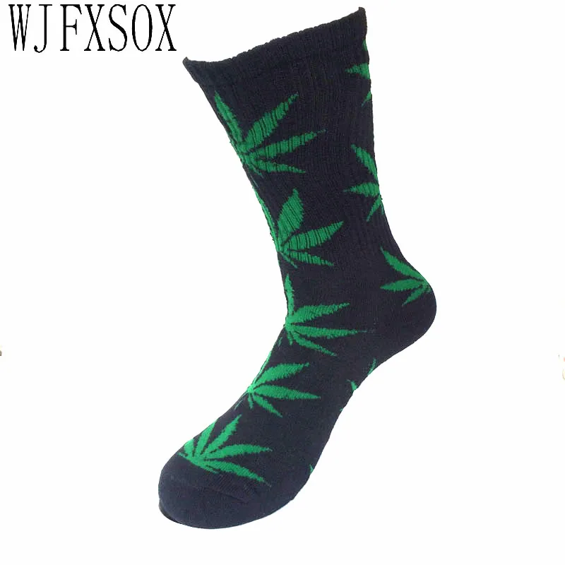 WJFXSOX-calcetines largos de algodón para hombre y mujer, calcetín con diseño de hoja de arce, estilo Harajuku, Hip-hop, unisex