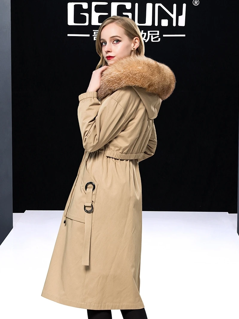 Coat Fur Real Female Real Rabbit Fur Liner Parka Women Clothes 2020 Winter Jacket Women Fox Fur Collar Warm Overcoat MY                      