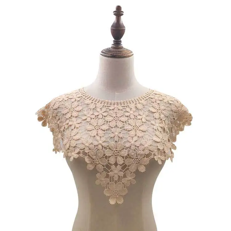 1Pc Mix Style Beige Embroidered Lace  Neckline Fake Collar Venise For Dress Applique Accessories Patch Lace Fabric