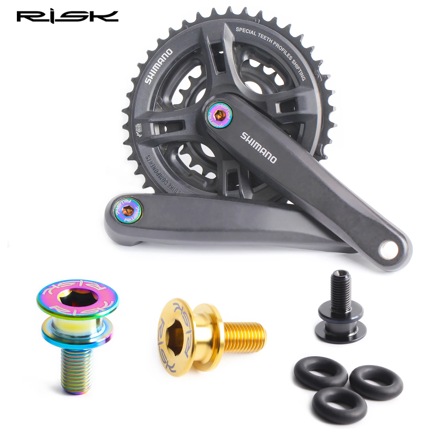 

RISK 2pc Bottom Bracket Screws M8x15mm Square Hole Titanium MTB Bike Bottom Bracket Bolt Waterproof Bicycle Crank Fixed Screw