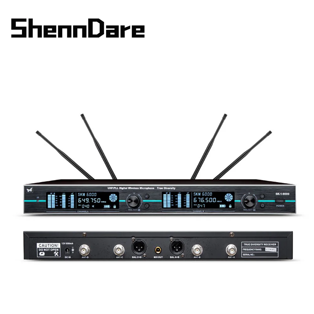 ShennDare SK1-9000 Цифровая беспроводная микрофонная система True Diversity Профессиональный двухканальный микрофон УВЧ для DJ-конференций Ручной микрофон для мероприятий на открытом воздухе в церкви