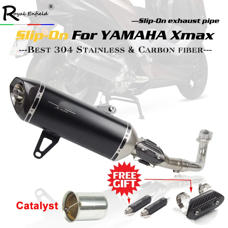 Xmax 300 250 Slip-On Exhaust Pipe Carbon Fiber Muffler Exhaust Pipe For Yamaha XMAX 250 300 cc 2017 2018 with DB killer& laser