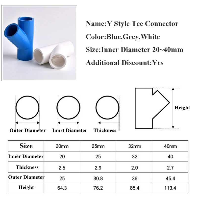 2 ~ 20 sztuk 20 ~ 40mm rura PVC Y stylu 3 Way złącze nawadnianie ogrodu akwarium podlewanie Adapter złącze trójnikowe