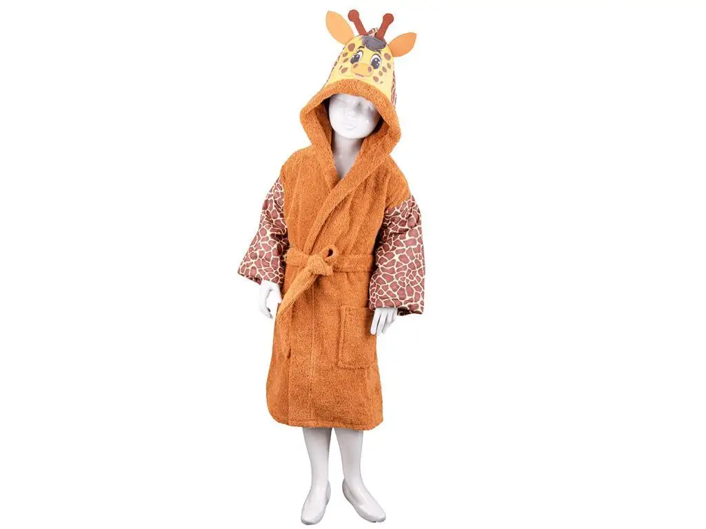 Giraffe 100 Cotton Child Robe Mustard 13-14 Age