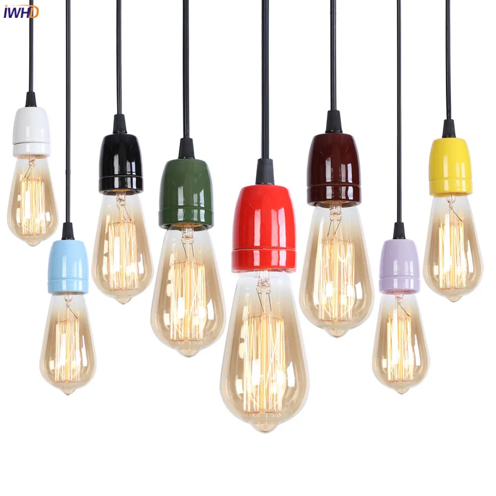 

IWHD Nordic Style Colorful Ceramic Pendant Lights Fixture Kitchen Dinning Living Room Light Modern Little Hanging Lamp LED