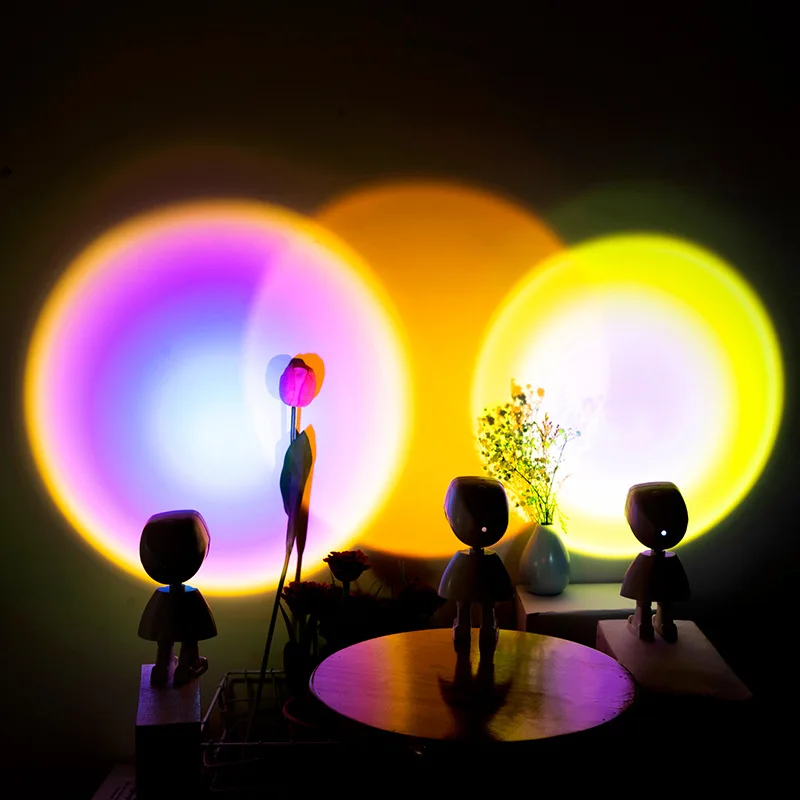 Robot Atmosphere Led Night Lights Rainbow Sunset Projection Light Colorful USB Table Lamp Bedroom Background Wall Lamp Lighting
