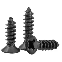 M1-M3 Black Plated Countersunk Head Tapping Screws Flat Head Phillips Self-tapping Small Screws Computer Case Mini Screws