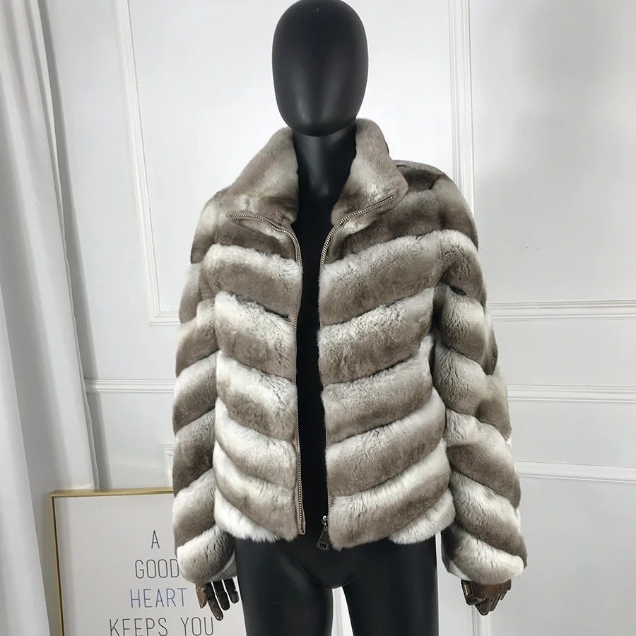 Giacca da donna in vera pelliccia di coniglio Rex Cappotto invernale caldo alla moda Stile caldo