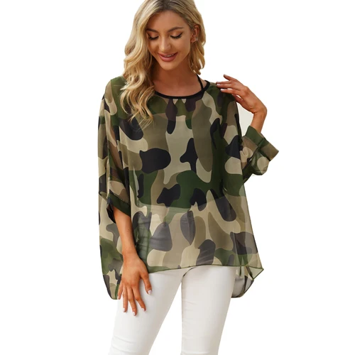 Imagen 2 del producto BHflutter-Blusa informal de chifón para mujer, camisa de talla grande, estilo bohemio, para verano, 2019
