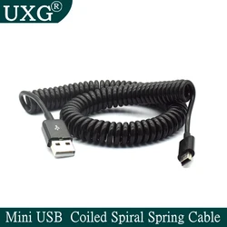 USB 2.0 to Mini USB Cables Mini USB Coiled Spiral Spring Data Charging Adapter Cable 50cm/0.5m 200cm/2m