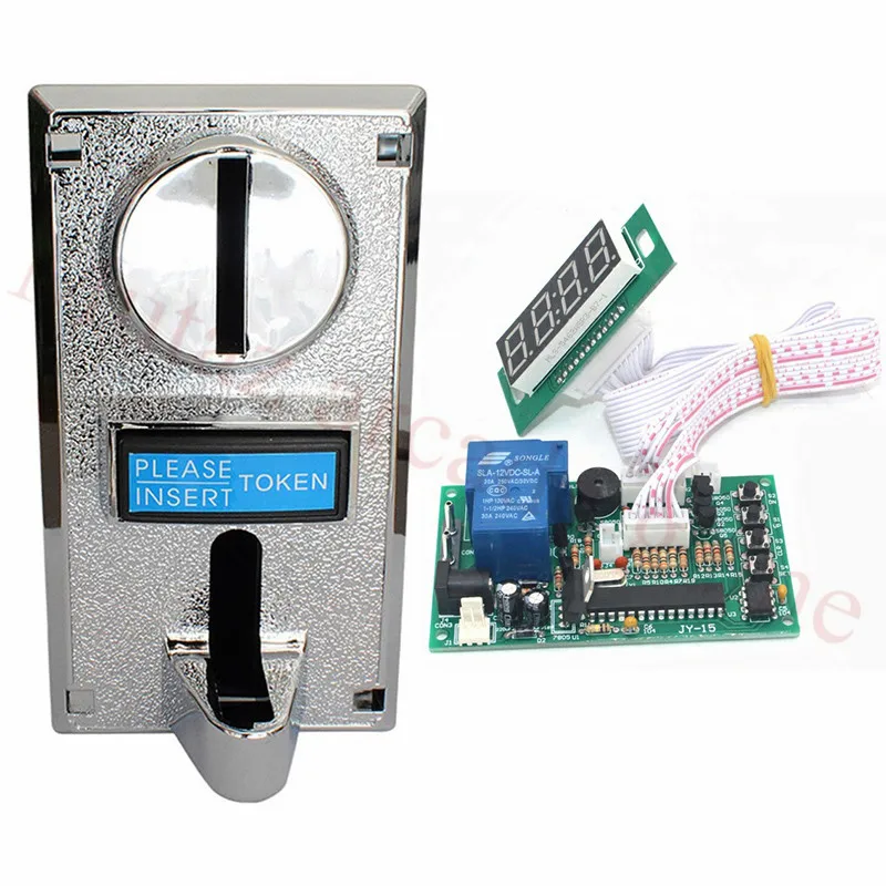 JY-15B Timer Control Board Time Controller PCB with 6 kind Coin Acceptor for Arcade Machine Massage Chair with 40cm White Lead