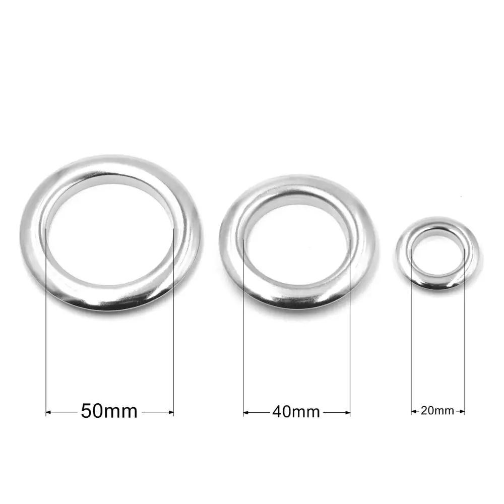 KALASO 20mm 40mm 50mm Pure Brass Material Big Size Silver Color Grommet Eyelet With Washer Fit Leather DIY Craft Shoes Belt Cap