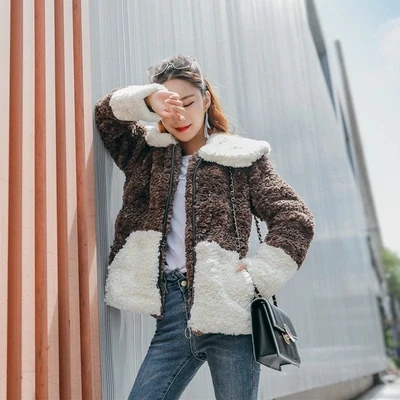 Top brand Soft New Super Faux Wool Fur Coat MF  high quality