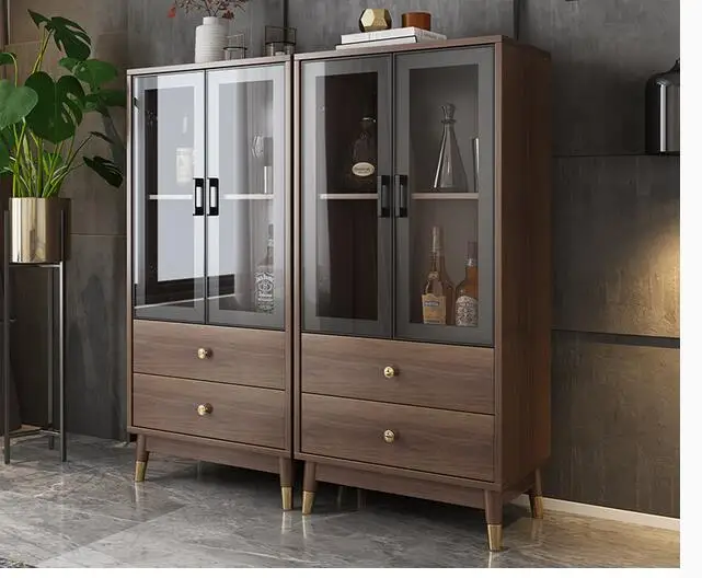 Glass door side cabinet small wine cabinet modern living room one wall shoe cabinet storage cabinet