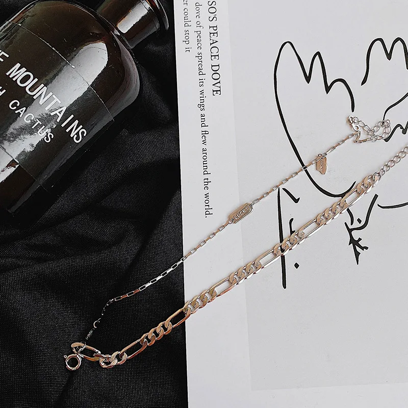 Silvology 925 Sterling Silver Square Lucky Letter Bracelets Wide Chain Minimalist Elegant Bracelets for Women 925 Office Jewelry